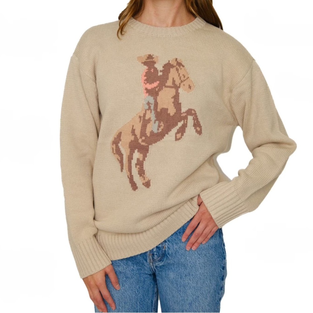 Mighty Fine Women's Americana Sweater. Cowboy sweater. Horse sweater. NWT. Sz: S